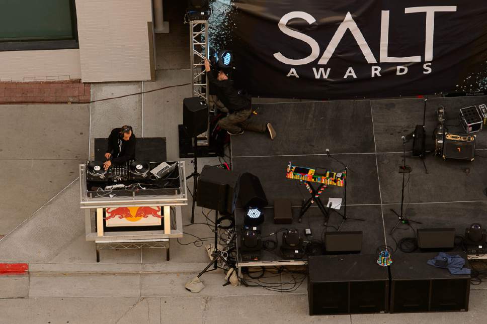 Trent Nelson  |  The Salt Lake Tribune
DJ Brisk performs at the 2016 Salt Awards, at The Gateway in Salt Lake City, Wednesday October 12, 2016.